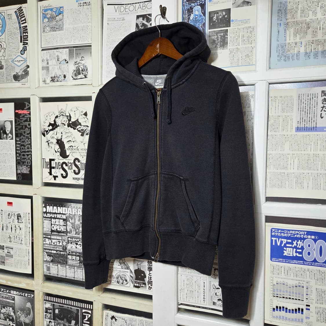 나이키 블랙 스우시 투웨이 후드집업 상품이미지1