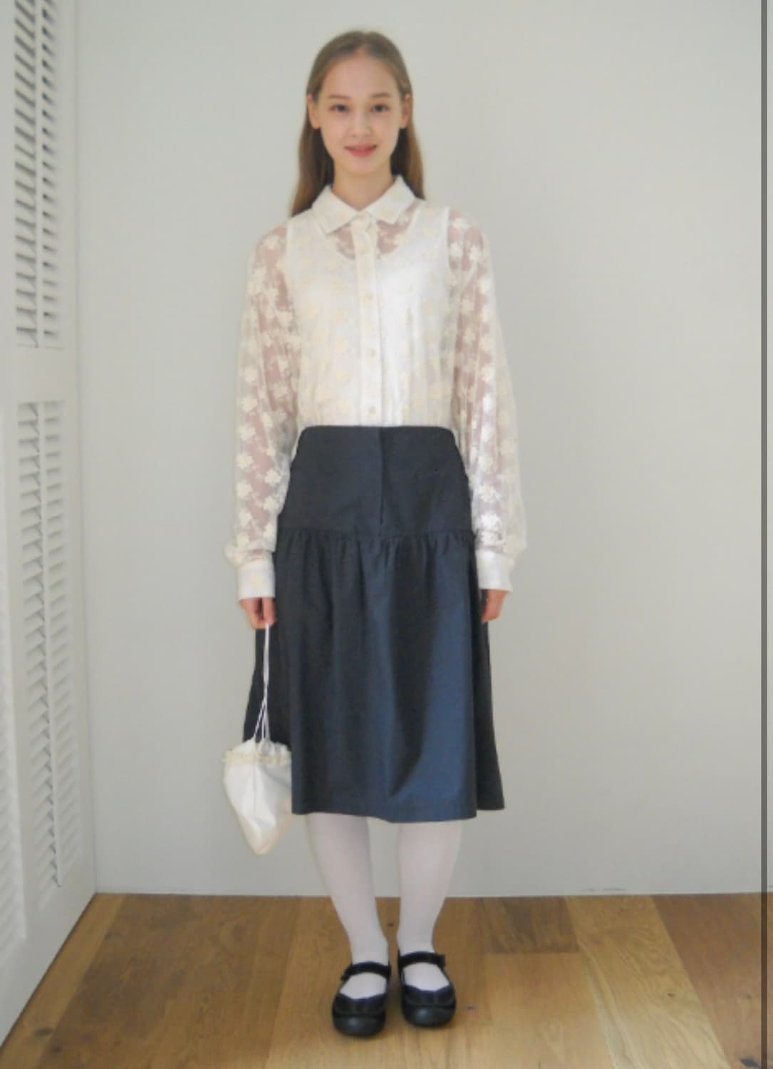 페스토 PESTO COTTON SHIRRING SKIRT DARK LAK 상품이미지2