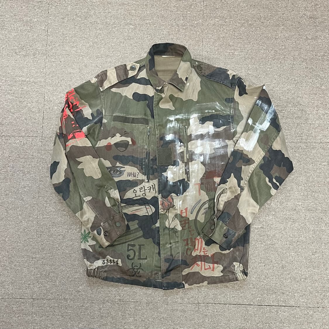 빈티지 페인팅 리메이크 프랑스군 야상 밀리터리 자켓 상품이미지2