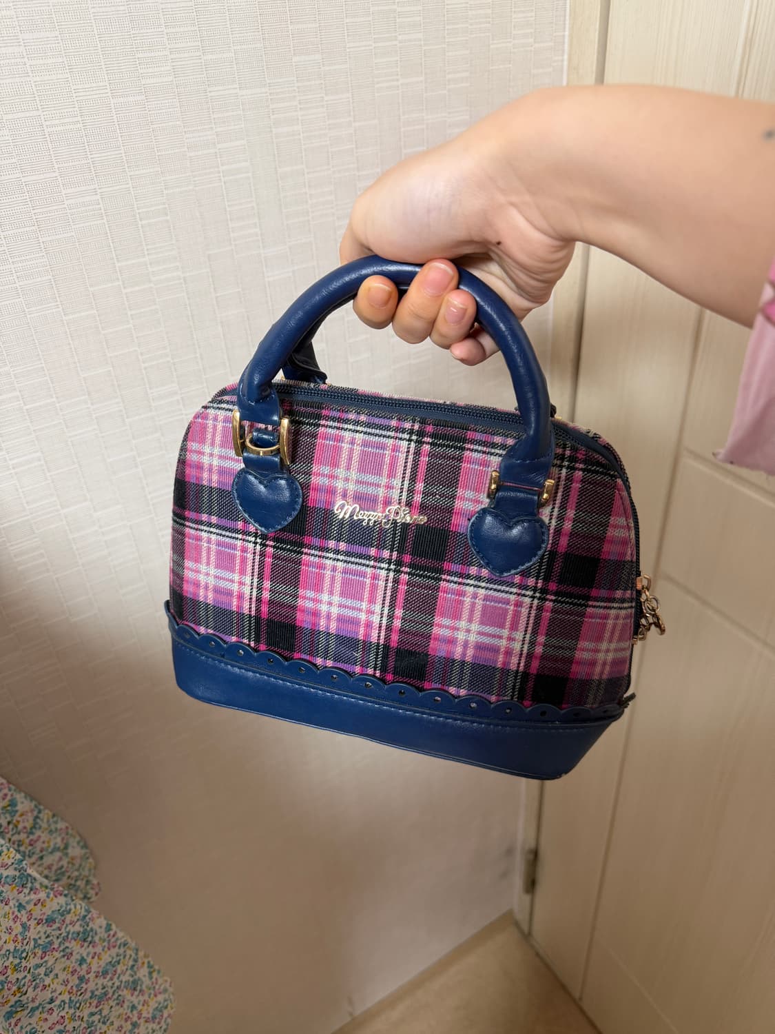 하트 체크 미니 핸드백 숄더백 빈티지 모리걸 니혼진 러블리 상품이미지1