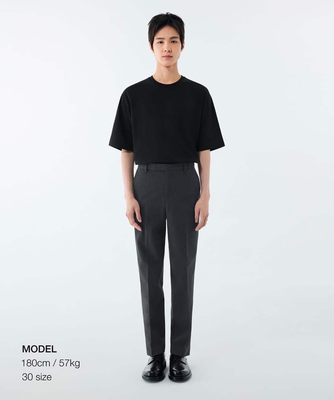 (31) 무신사 스탠다드 스트레이트 히든 밴딩 슬랙스 차콜 그레이 상품이미지2