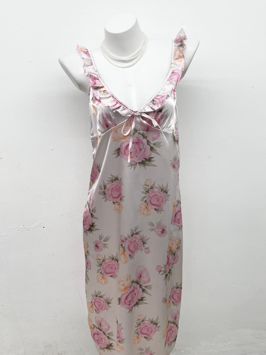 핑크 로즈 새틴 슬립 상품이미지1