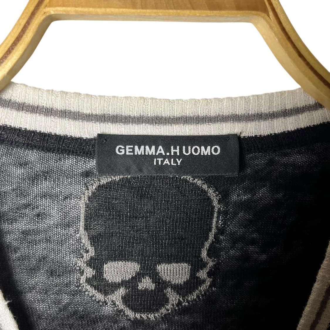 [Gemma.H Uomo] 스컬 린넨 시스루 가디건 상품이미지5