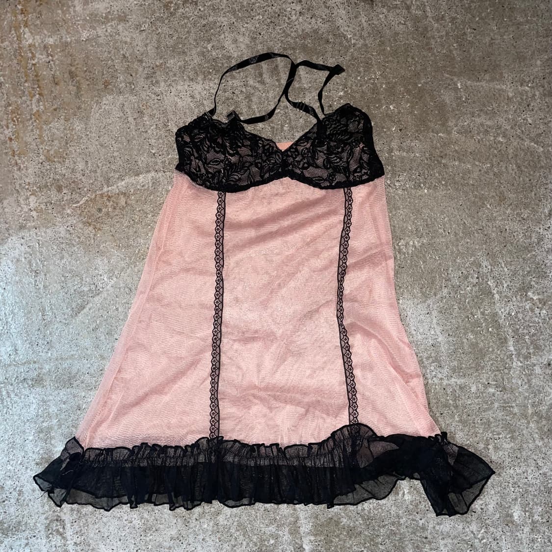 갸루 락 펑크 시스루 레이스 슬립 슬리브리스 원피스  상품이미지1