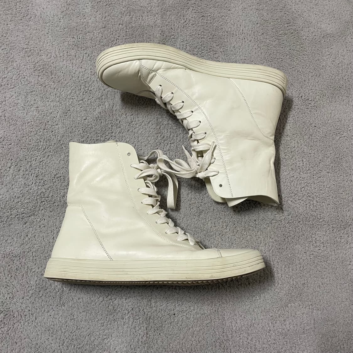 260) 릭오웬스 레더 밀크 화이트 하이탑 상품이미지1