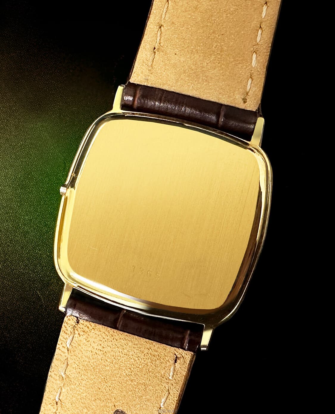 오메가 드빌 녹색투톤 로만 다이얼 쿼츠 남녀공용 가죽 시계 상품이미지5