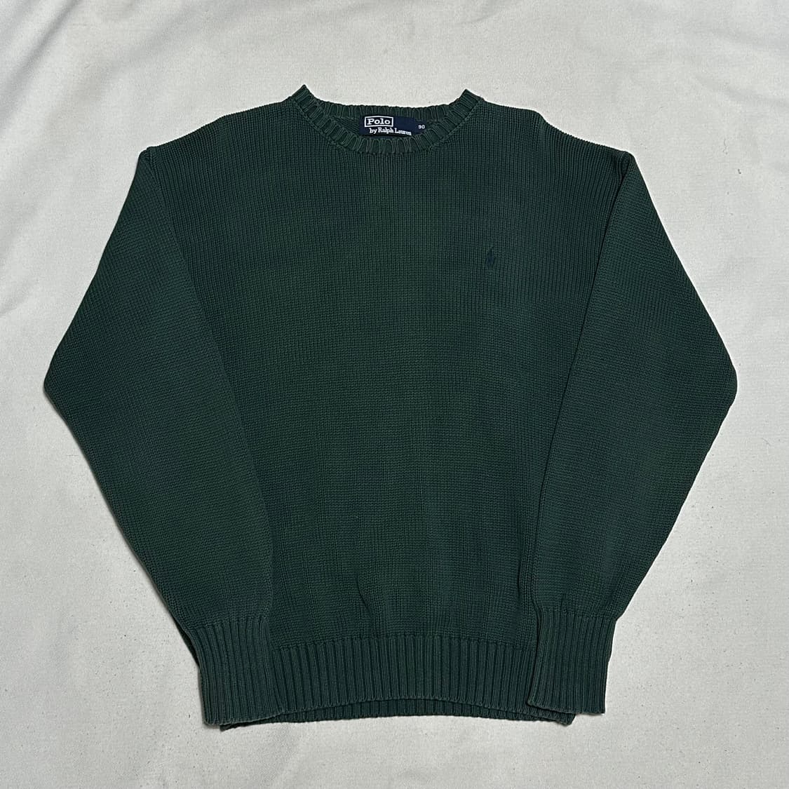 90 폴로랄프로렌 딥그린 코튼 니트 상품이미지2
