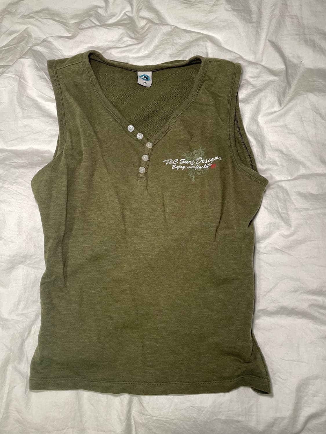 y2k khaki sleeveless 카키 프린팅 민소매 나시 상품이미지1