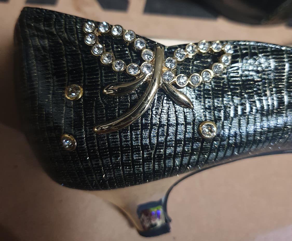 TANDY 웨이브 골드 글리터 큐빅장식 펌프스 (240) 굽:5cm 상품이미지4