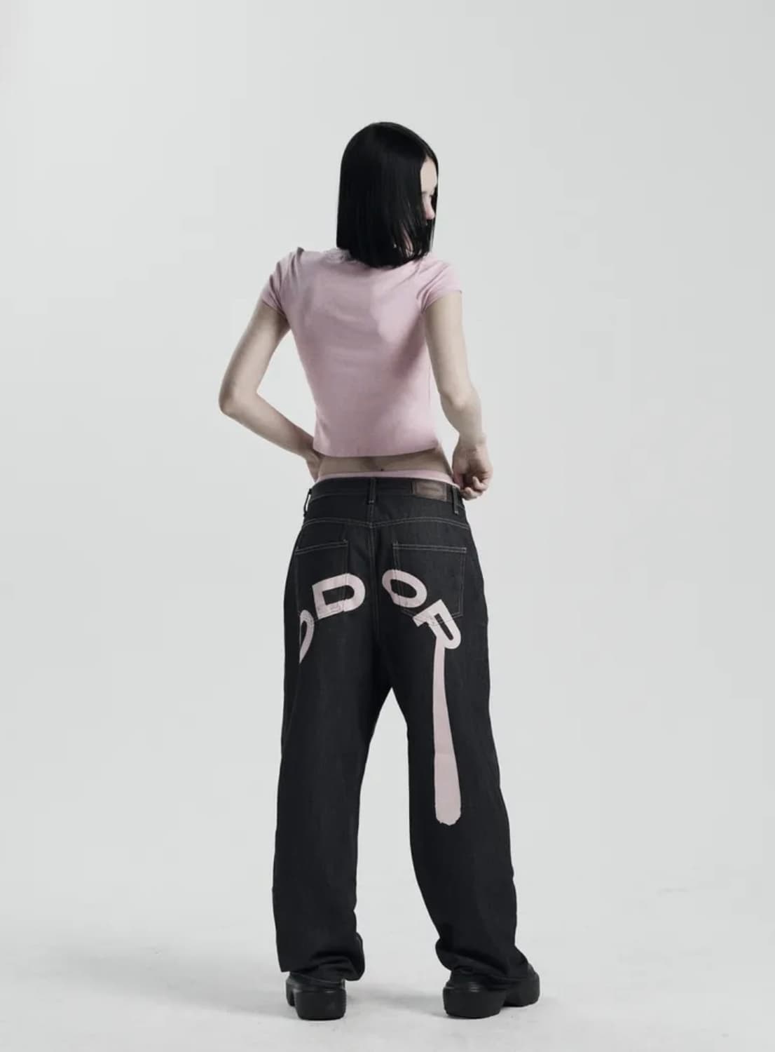 오도어 로고드롭 핑크 데님 상품이미지1