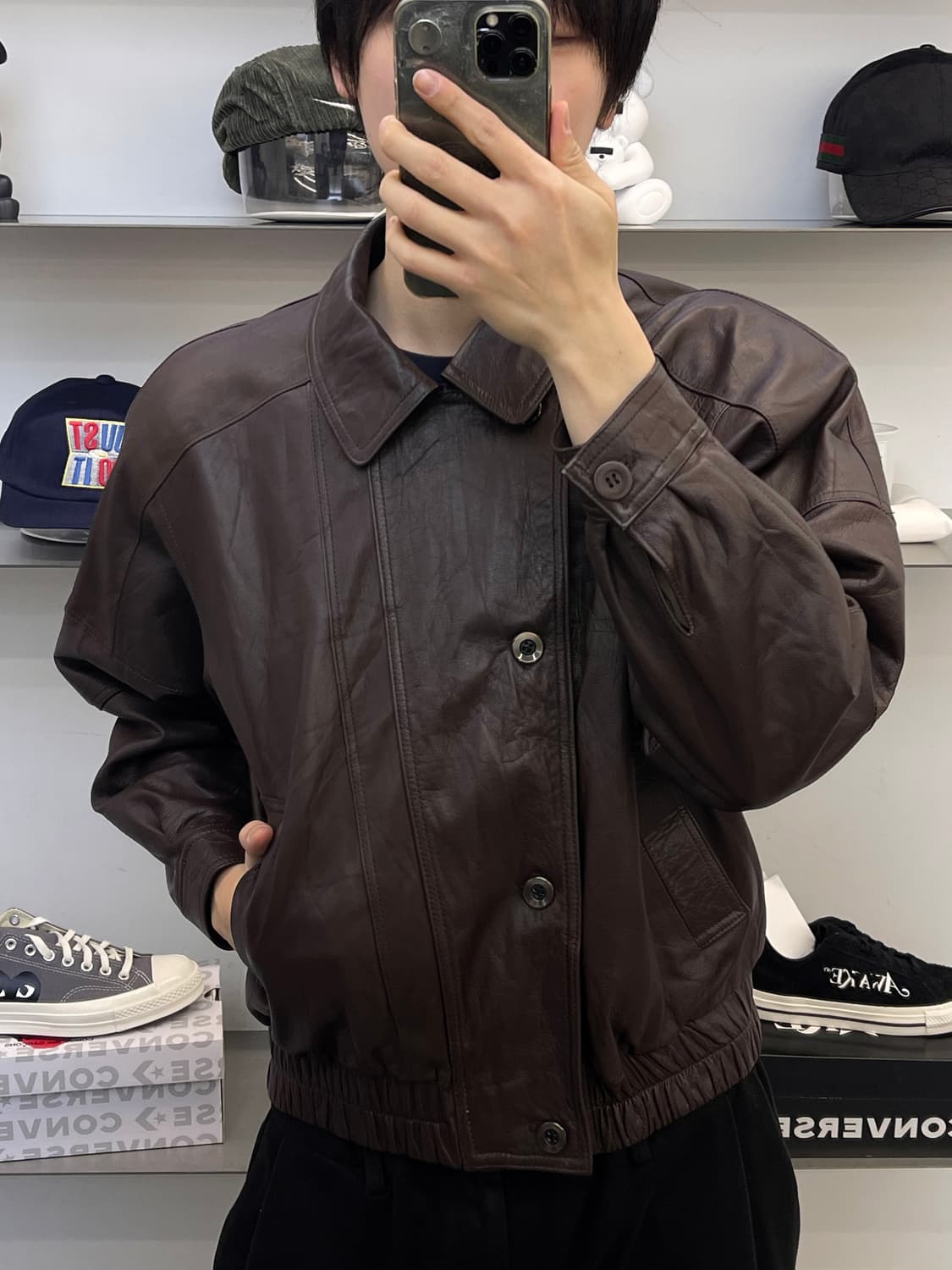 빈티지 90s 레더 커버 봄버 자켓 상품이미지1