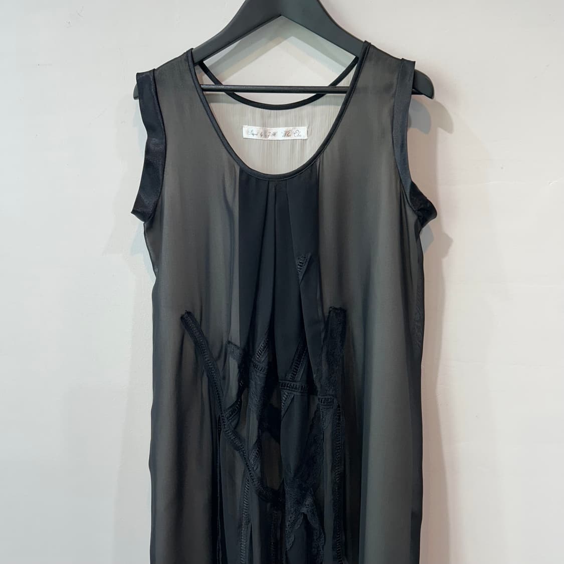 블랙 쉬폰 디테일 원피스 상품이미지2