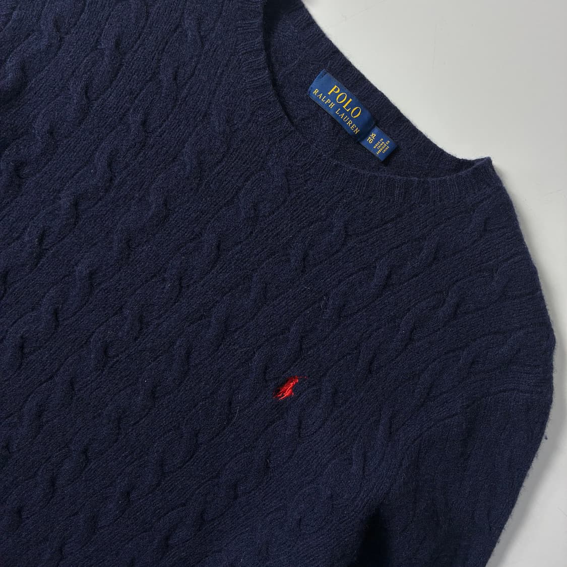 Polo  폴로 랄프로렌 자수 울캐시미어 네이비 꽈배기 니트 상품이미지3