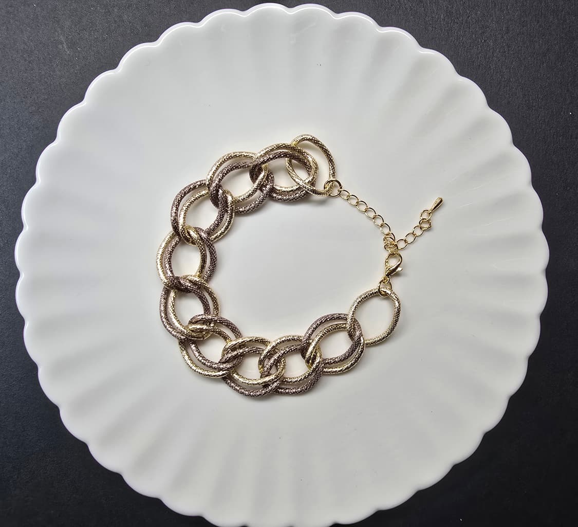 더블샌딩 체인목걸이 세트_골드&브라운 상품이미지4