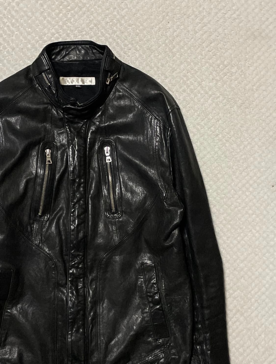 [L]셀렉티즘 레더 램스킨 라이더 자켓 상품이미지3
