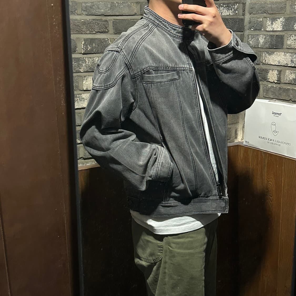 L) 메종미네드 스냅 바이커 데님 2way집업 자켓 상품이미지9