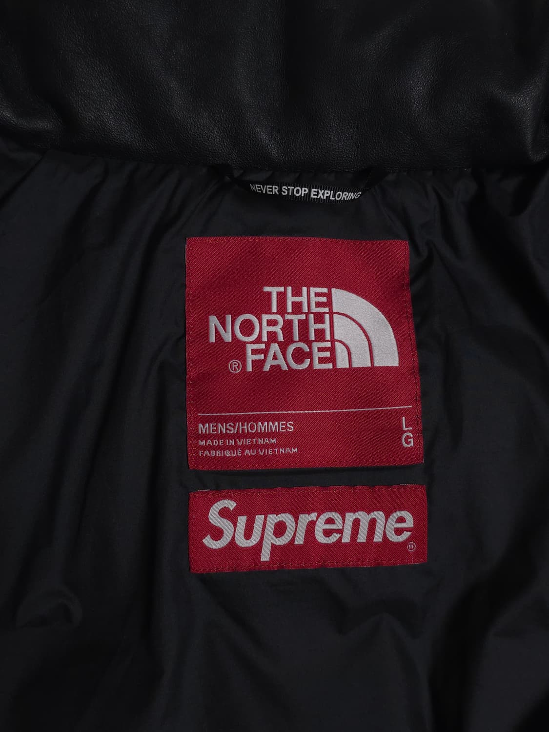 [L] 슈프림 노스페이스 레더 눕시 패딩 블랙 상품이미지7