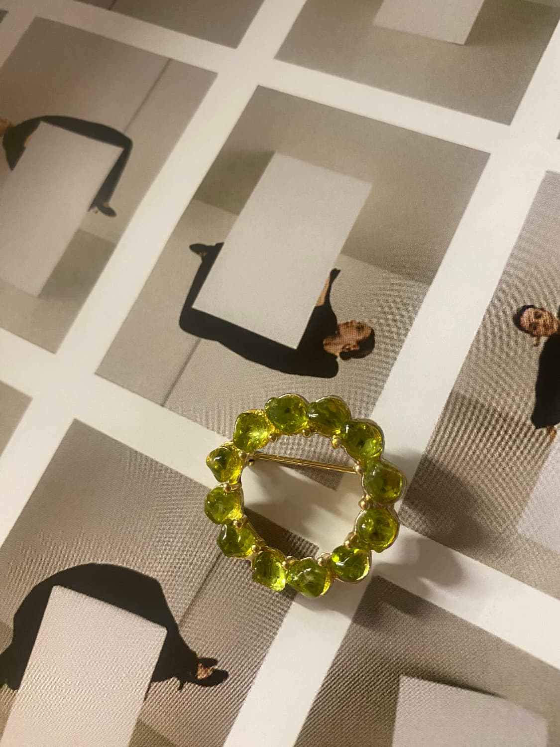 일본 빈티지 라임 글라스 브로치 주얼리 상품이미지3