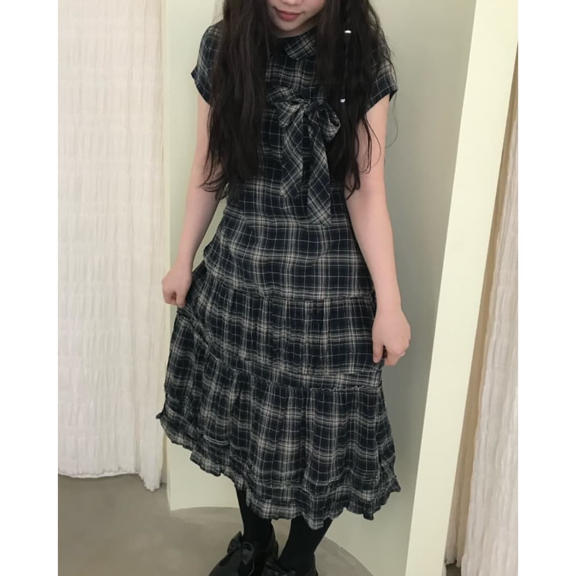 코이세이오 보우 블라우스 체크 상품이미지7