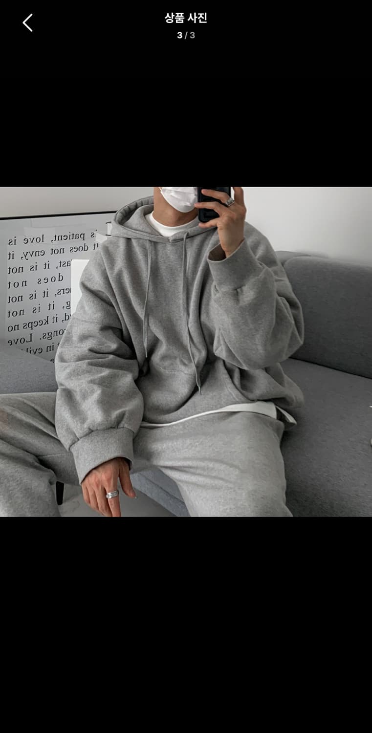 Free / 그레이 ) 데일리 오버핏 기모 후드티셔츠 상품이미지3
