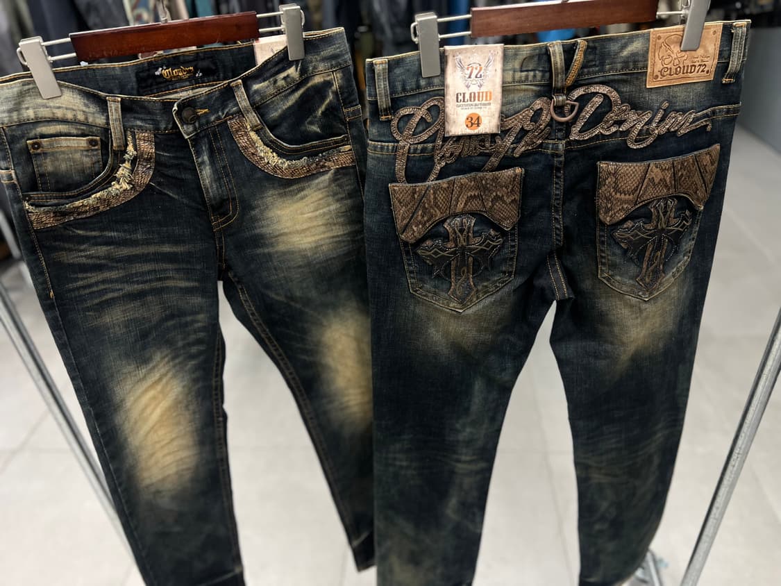 뱀피포켓 가죽 녹떼 워싱 스판 PANT 상품이미지2