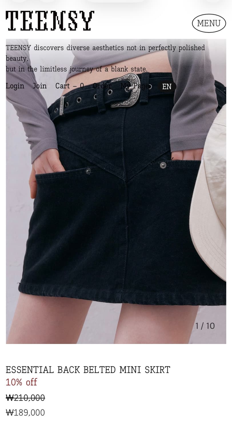 teensy / ESSENTIAL BACK BELTED MINI SKIR 상품이미지1