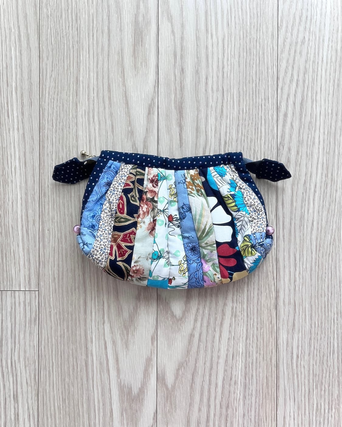 블루 패치워크 도트 파우치 상품이미지2