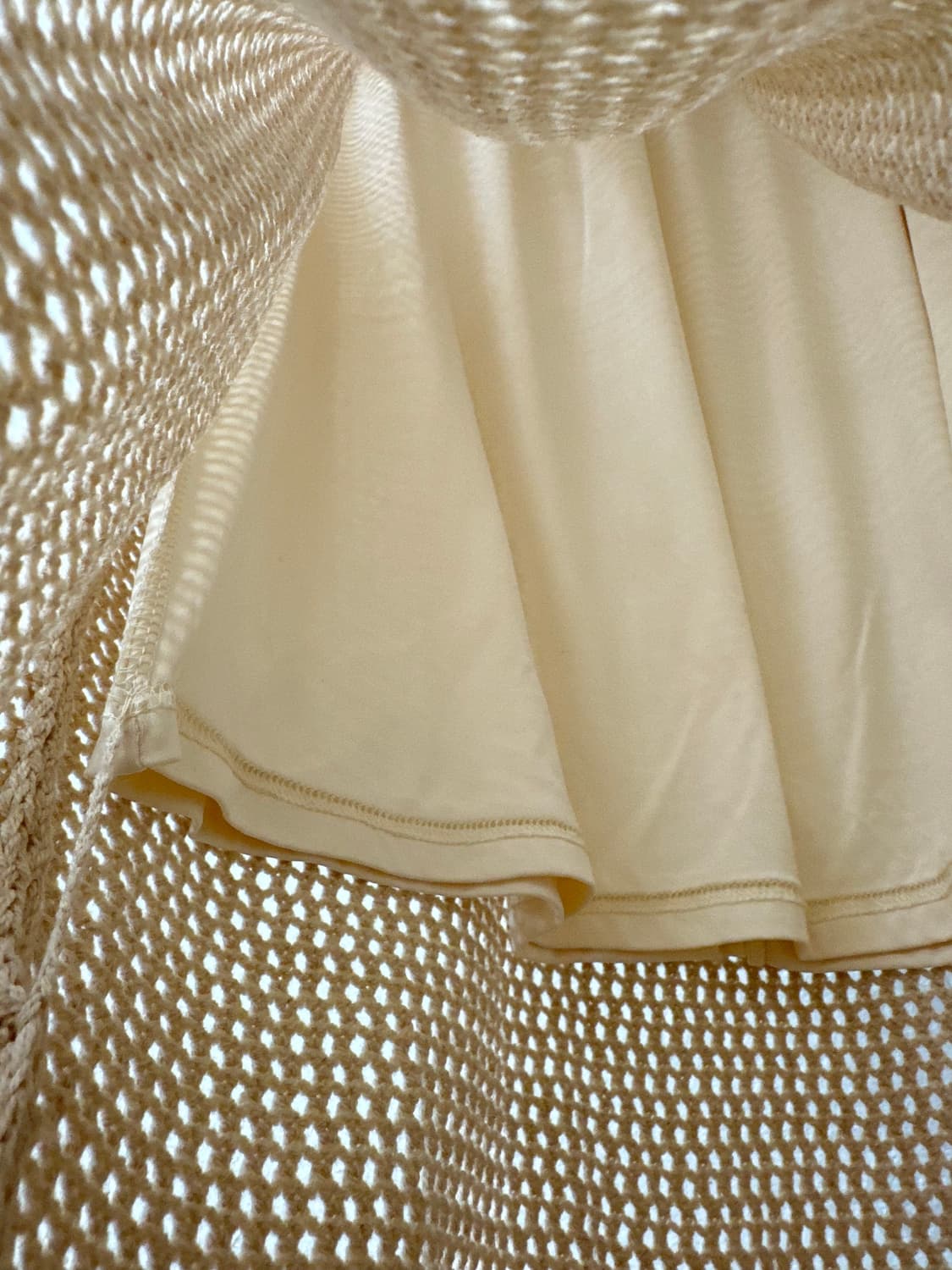 일본빈티지 아이보리 썸머 니트 레이스 짜임 밴딩 롱 스커트  상품이미지4