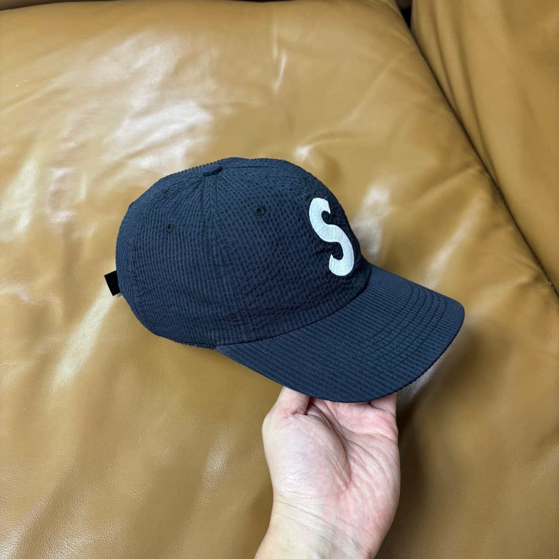 Supreme 슈프림 24ss 시어서커 블랙 S로고 6패널 볼캡 모자 상품이미지3