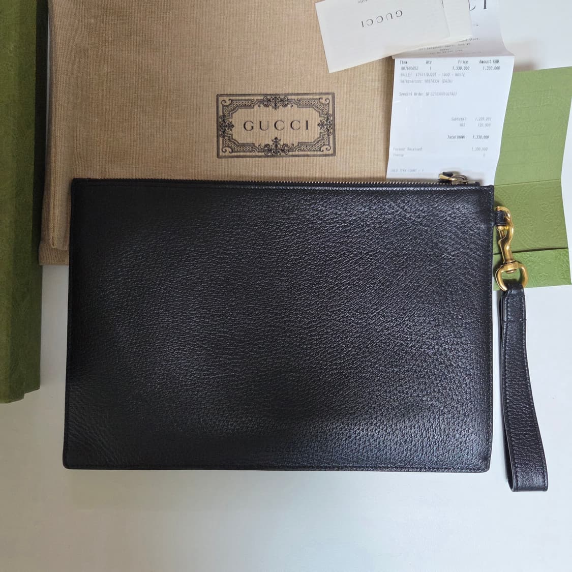 구찌 마몬트 블랙 레더 클러치백 풀박스 상품이미지3