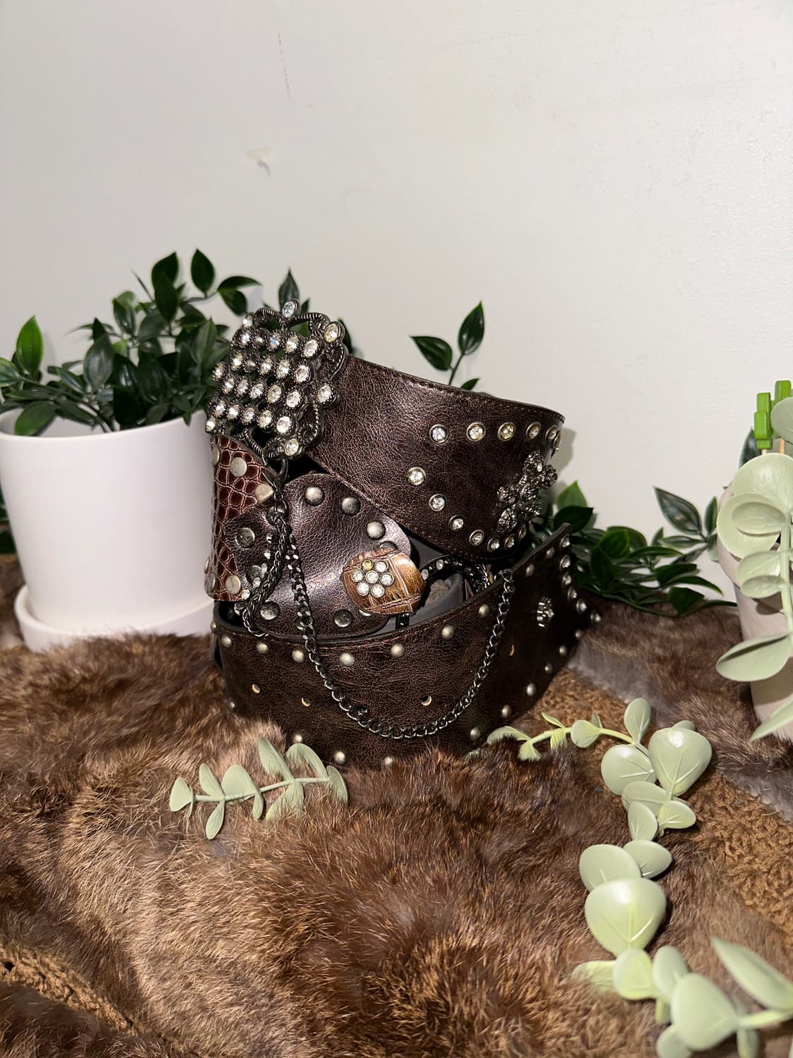 Dark brown oriental bold python 체인 벨트 상품이미지2