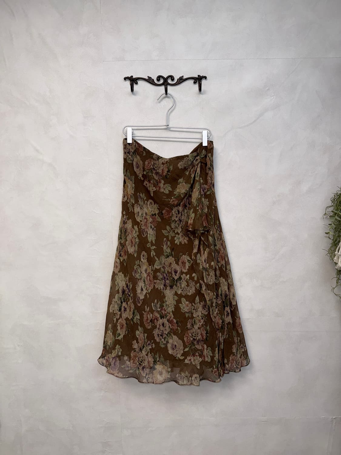 Ralph Lauren brown vintage rose silk 셋업 상품이미지5
