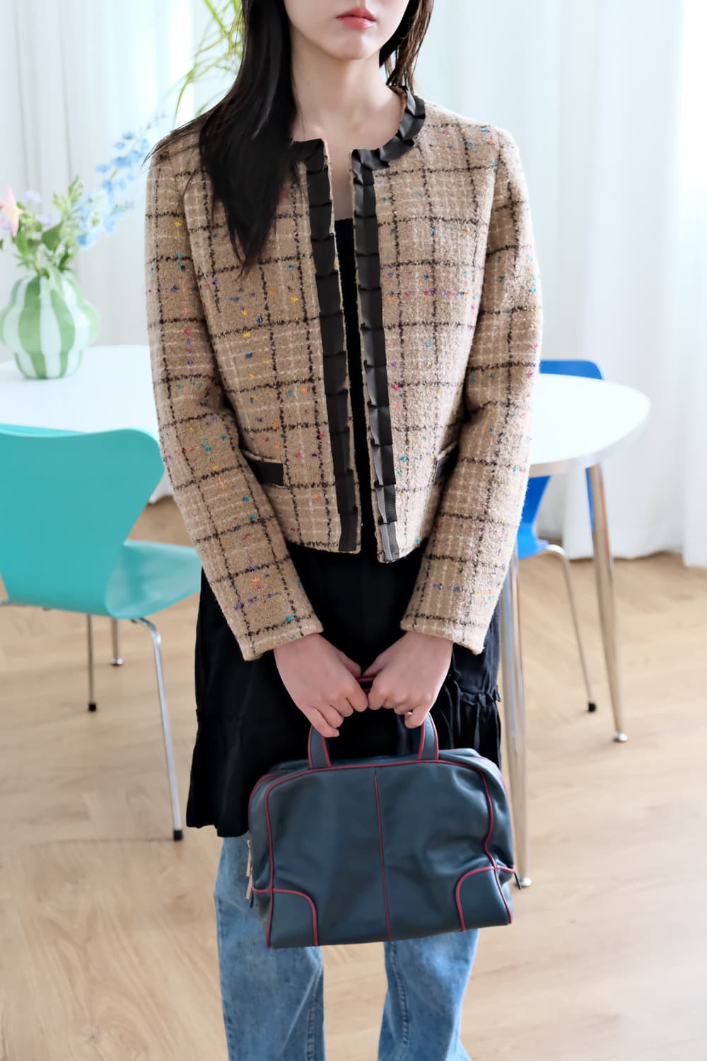 프릴 논카라 베이지 트위드 자켓 90  상품이미지1