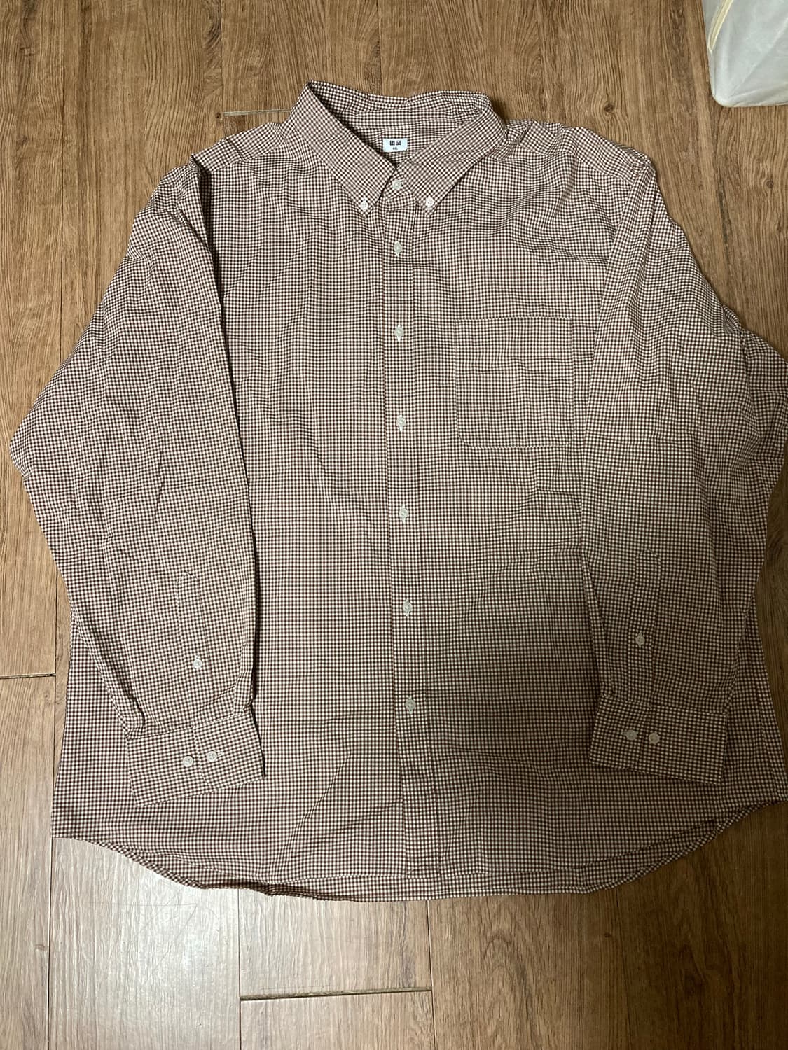 [4XL] 유니클로 오버핏 시티보이 캐쥬얼 체크 셔츠 남방 / 브라운 상품이미지2