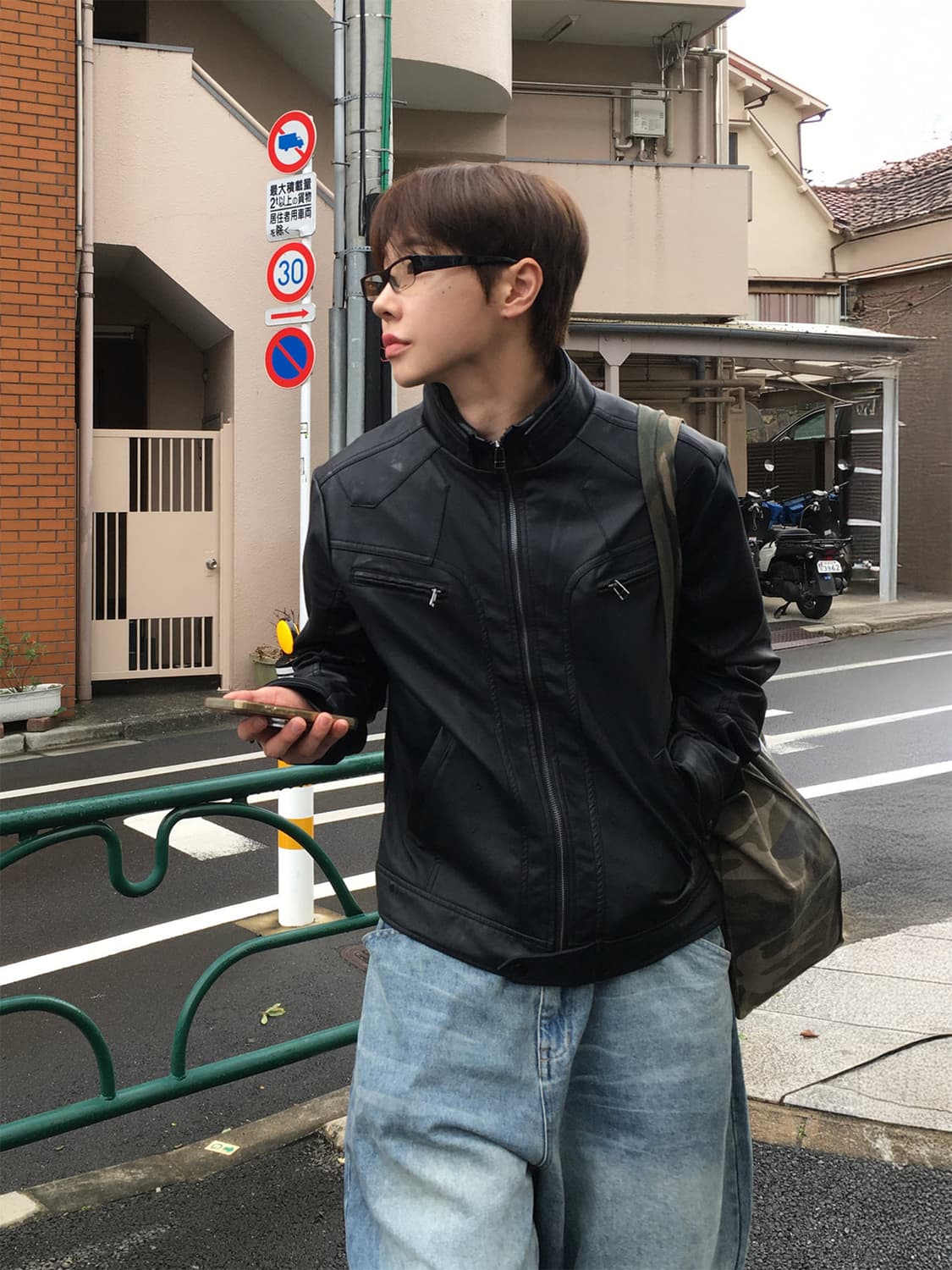 슬림 레이서 레더 자켓 상품이미지2