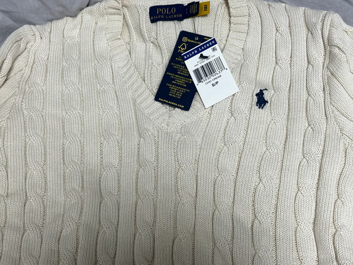 🤍폴로 랄프로렌 브이넥 니트 아이보리 새상품💛 배송비 포함 상품이미지3