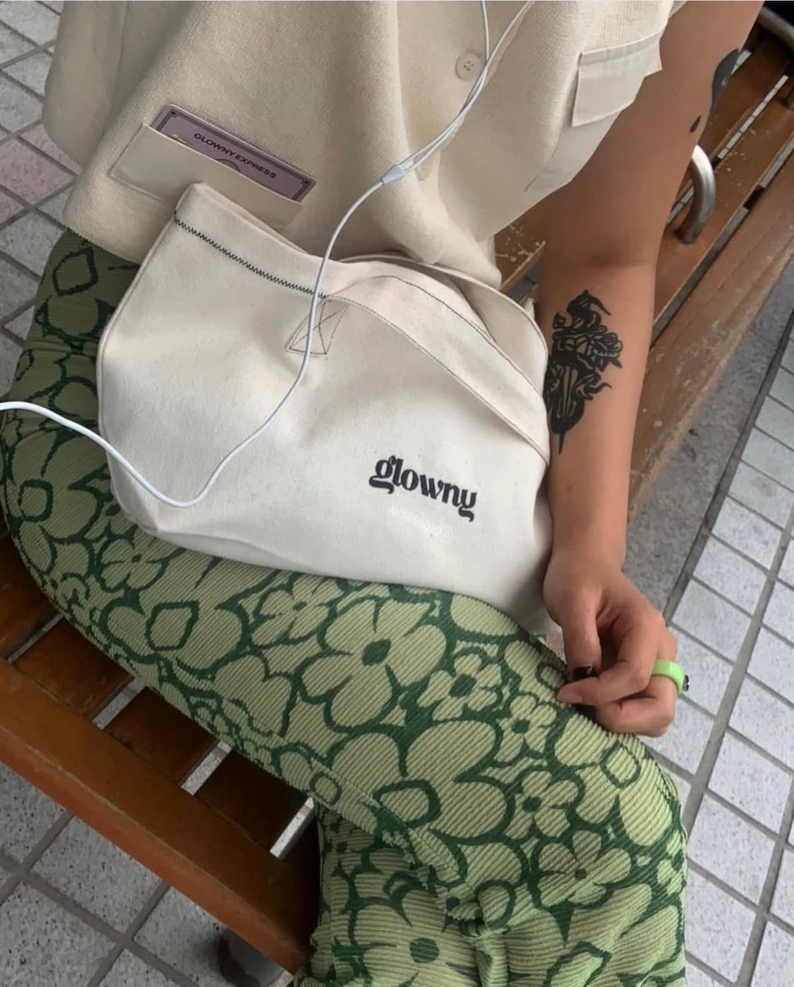 (반택포) 꽃 패턴 그린 부츠컷 팬츠  상품이미지1