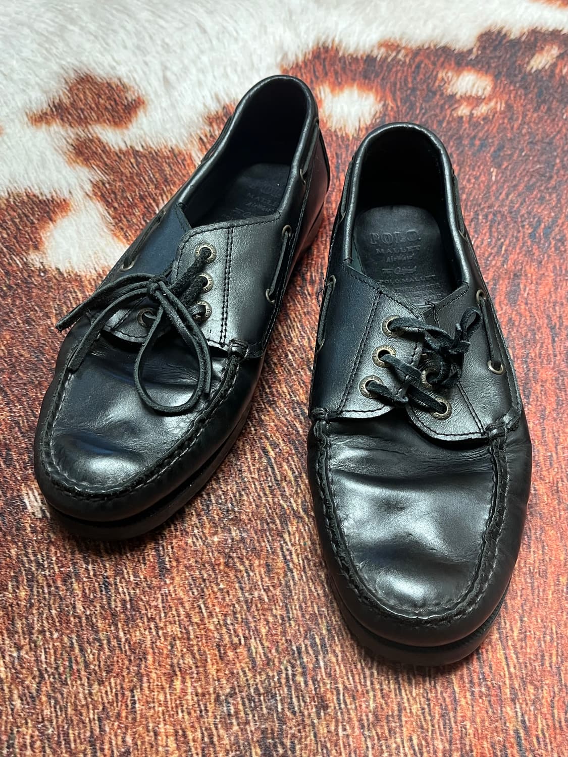 [10W] 폴로 랄프로렌 레더 보트슈즈 블랙 상품이미지1