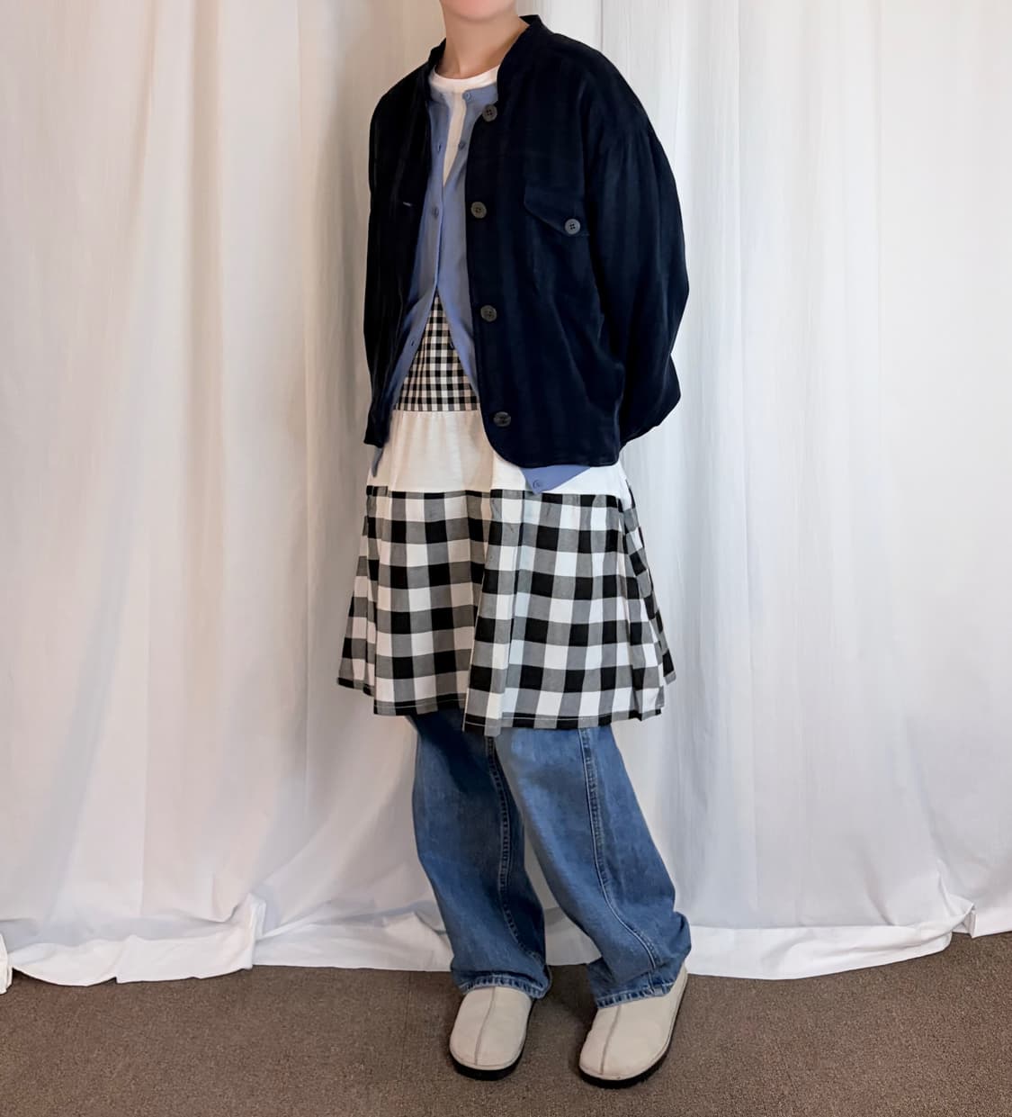 Stripe Relaxed Blouson - Dark Navy 상품이미지1