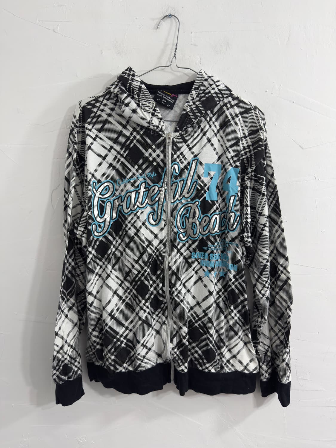 y2k check hood zipup 상품이미지1