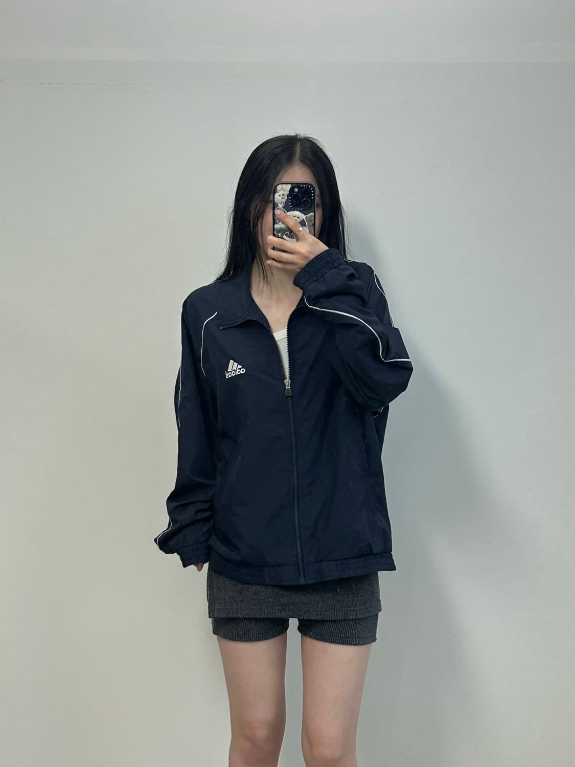 아디다스 00s 올드스쿨 네이비 라인 바람막이 자켓 상품이미지1