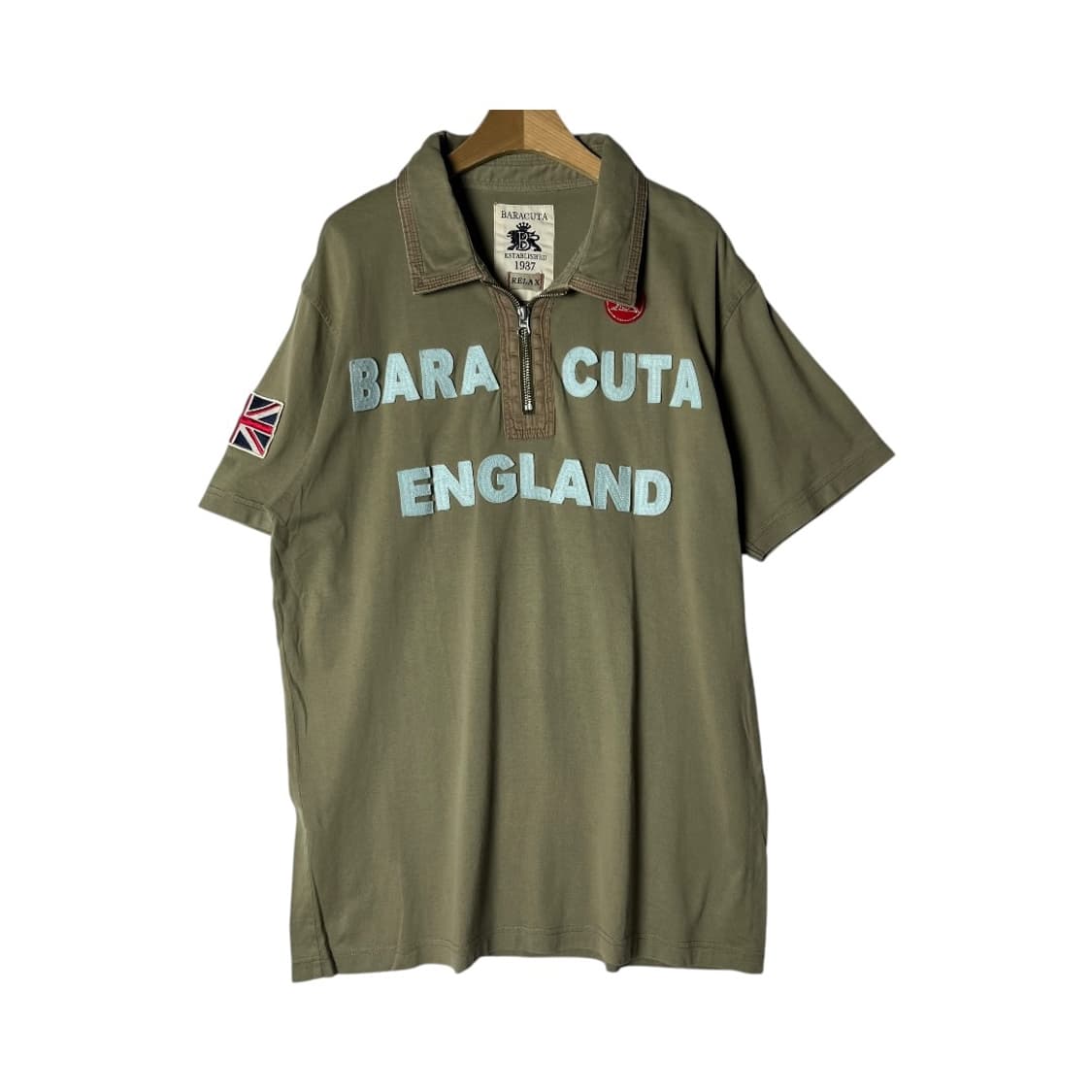 [Baracuta] 바라쿠타 하프집업 카라 반팔티셔츠 상품이미지1