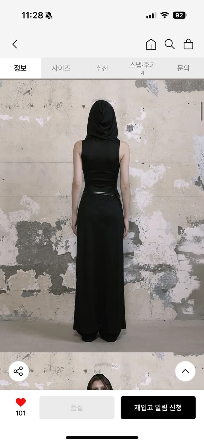 보헤미안서울 SHEER HOODIED SLIT DRESS, BLACK 상품이미지2