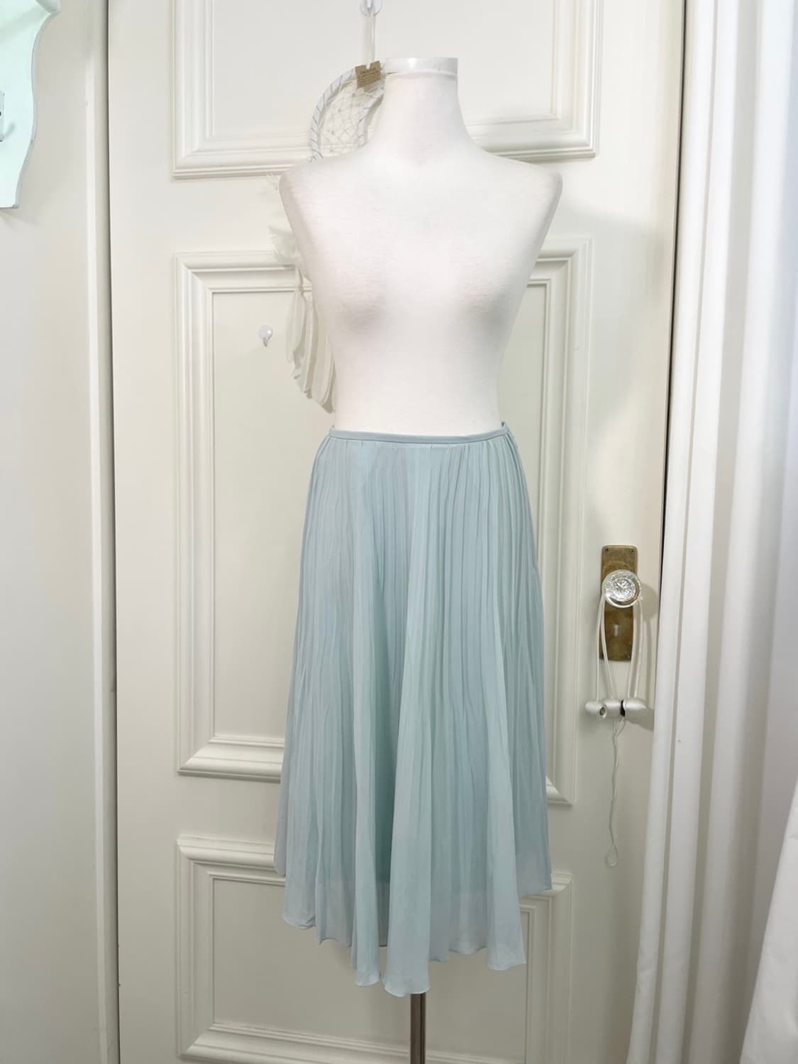 sheer mint pleats pure skirt(size-38) 상품이미지1