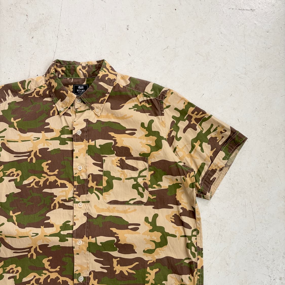 BEAMS HEART 빔즈 빈티지 카모 플라주 반팔셔츠 M 상품이미지2