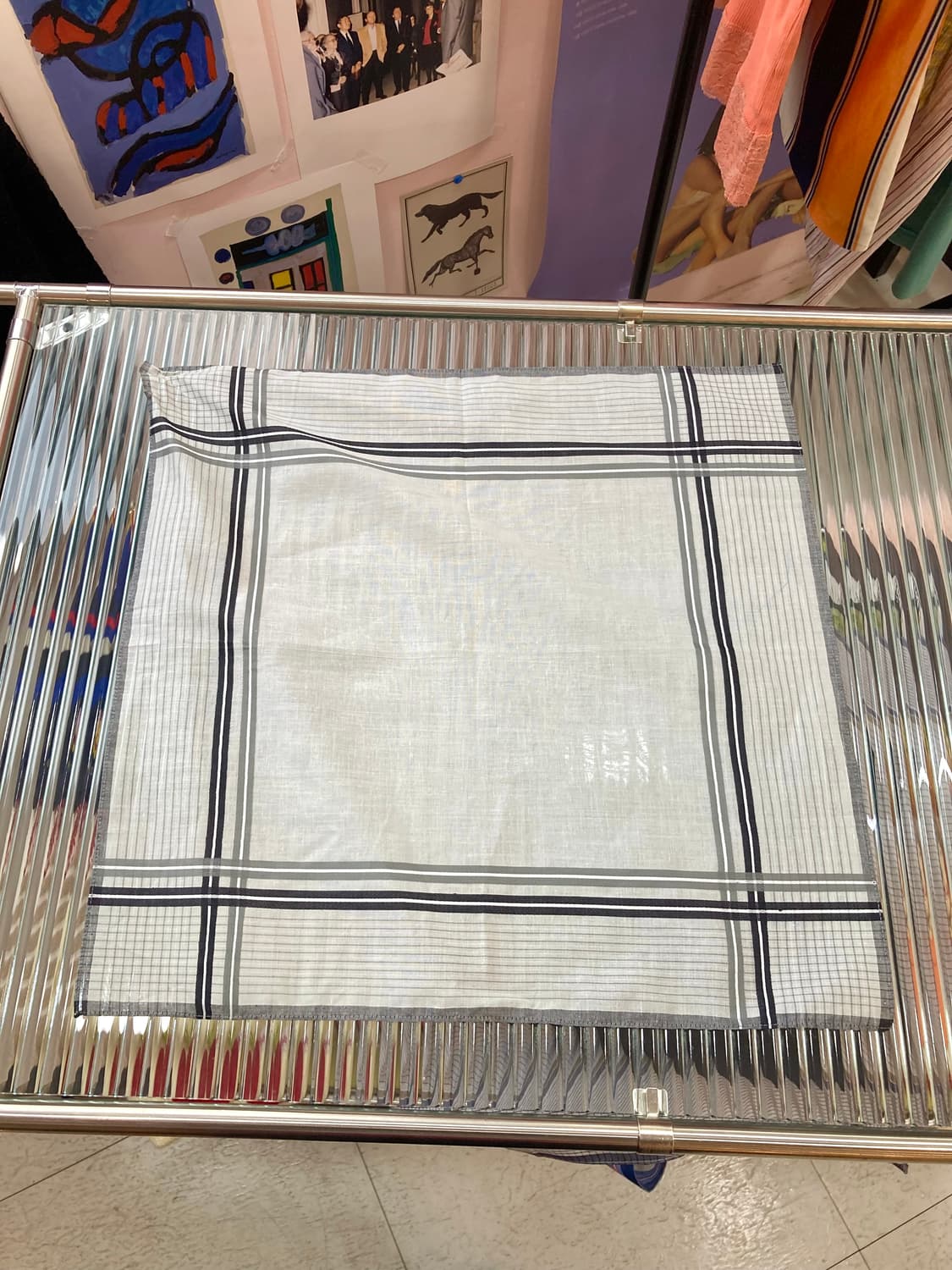 빈티지 스퀘어 그레이 손수건 상품이미지1