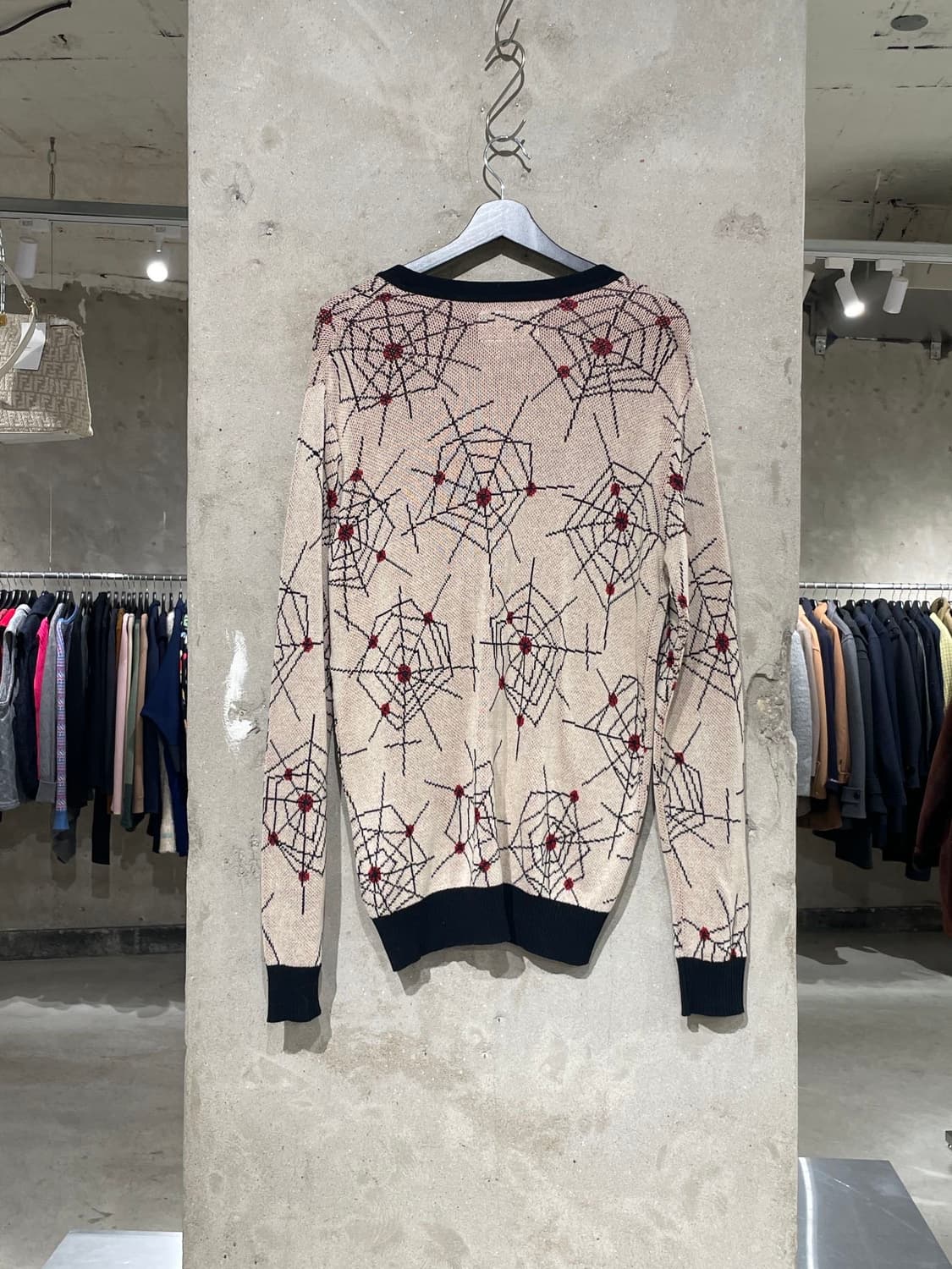 와코 마리아 17F/W 베이지 스파이더 넷 니트 가디건 상품이미지6