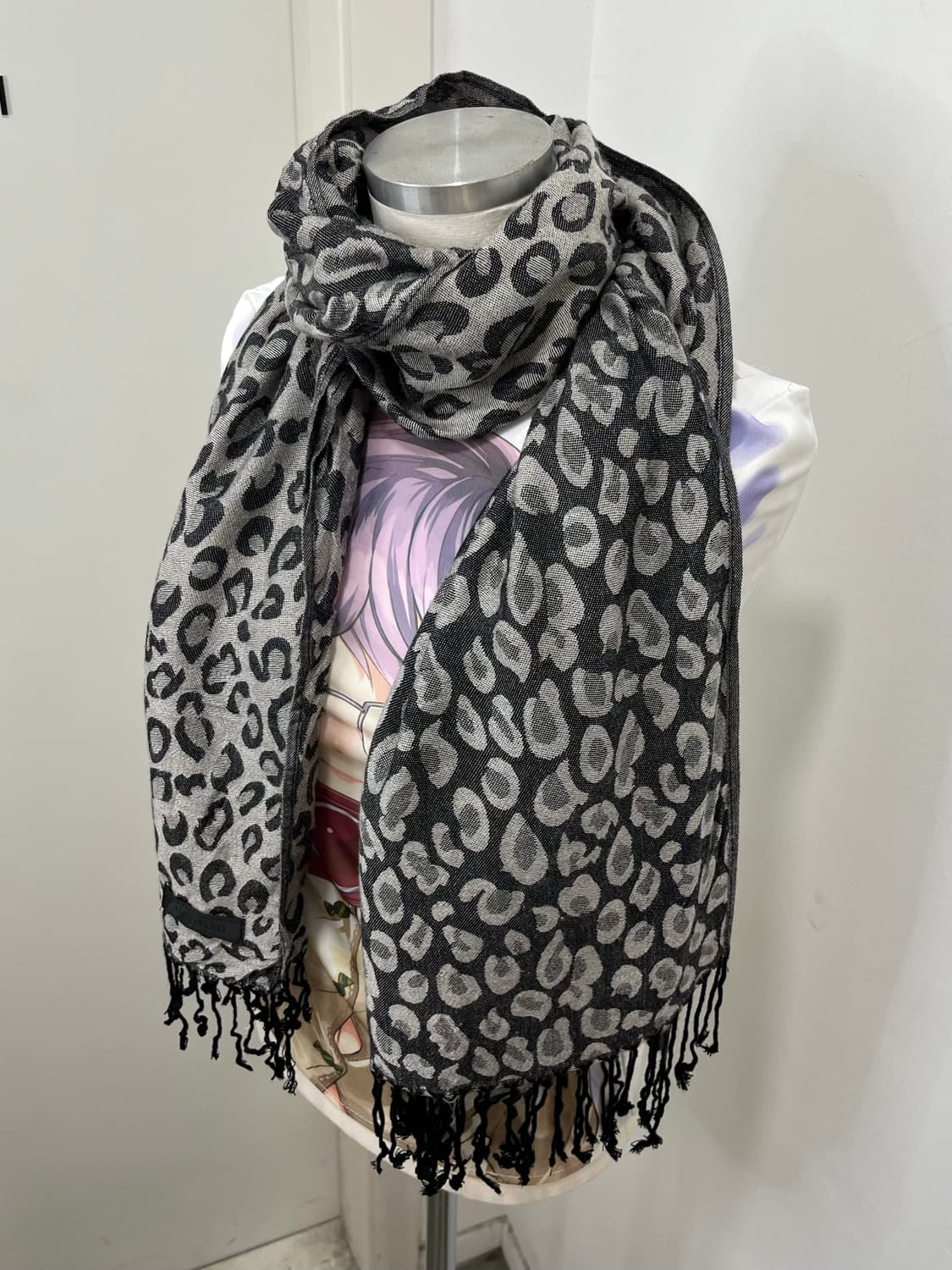일본 빈티지 갸루 레오파드 호피 테슬 머플러 상품이미지6