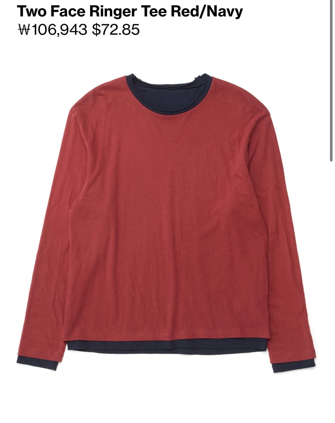 [3/M] Two Face Ringer Tee Red/Navy 상품이미지1