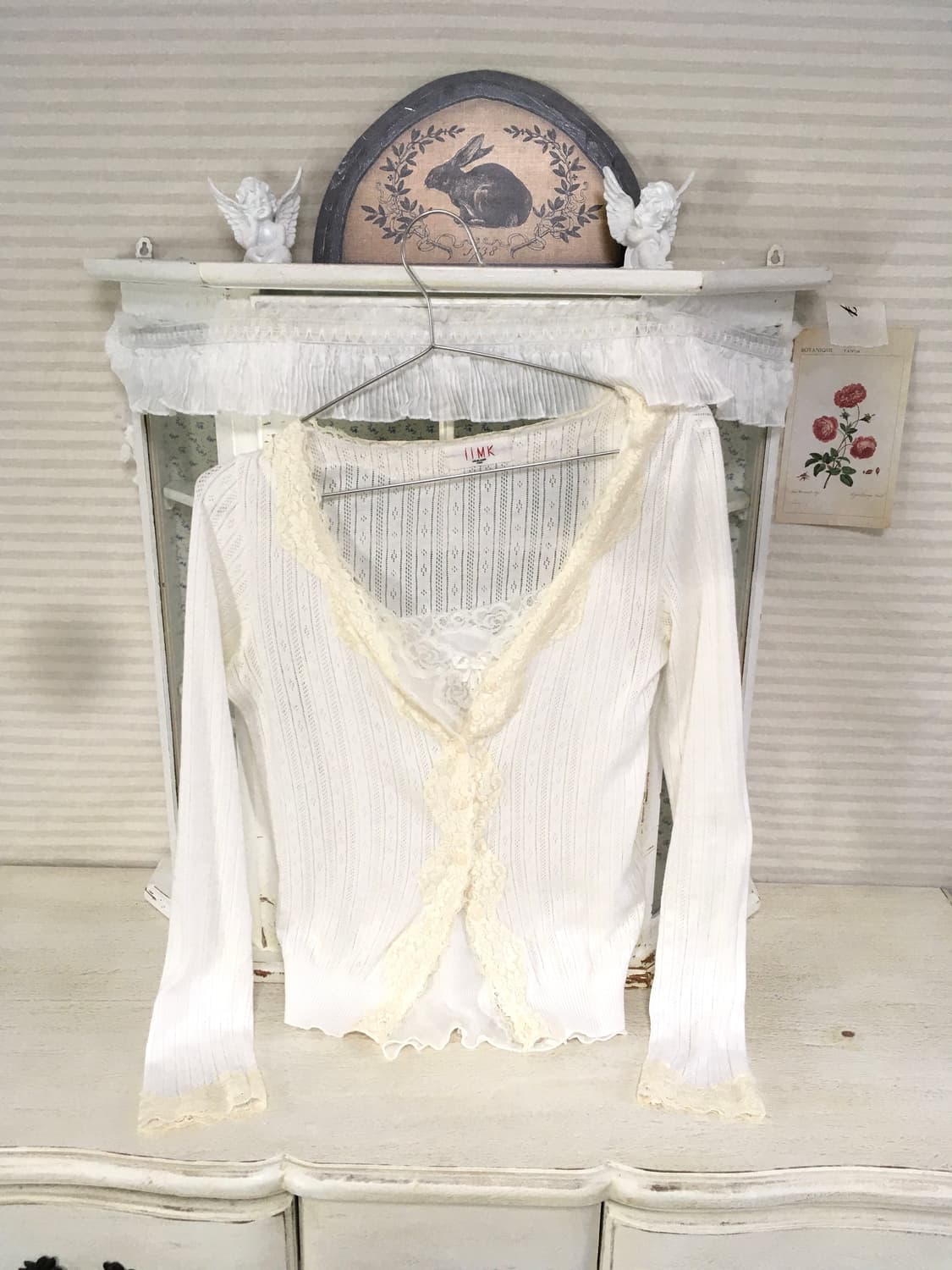 Set) 빈티지 레이스 펀칭 가디건 + 레이스 슬리브리스 상품이미지4